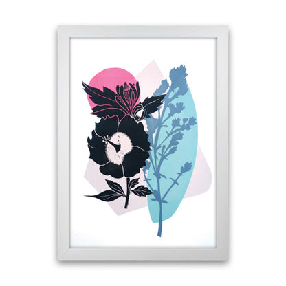 Hibiscus & Feverfew postcard Art Print by Kate Heiss White Grain