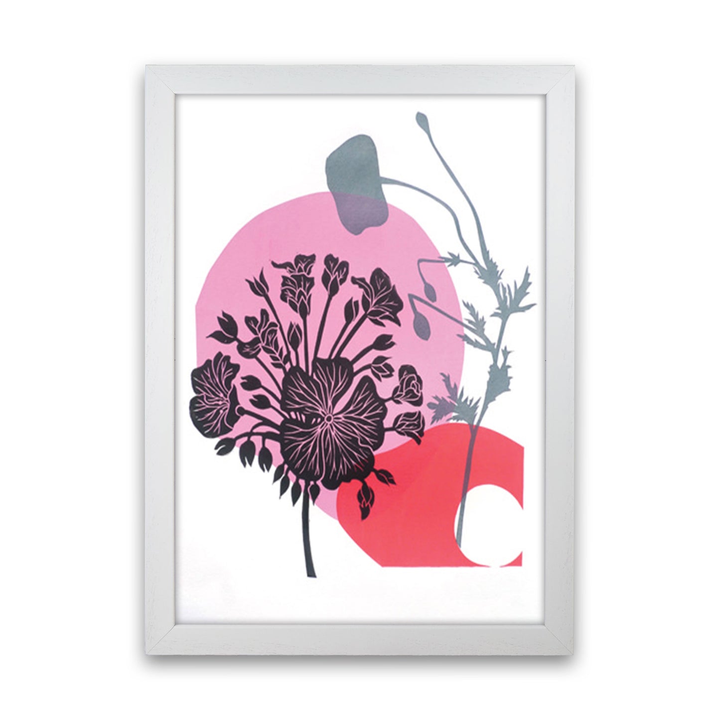 Geranium & Poppy Art Print by Kate Heiss White Grain