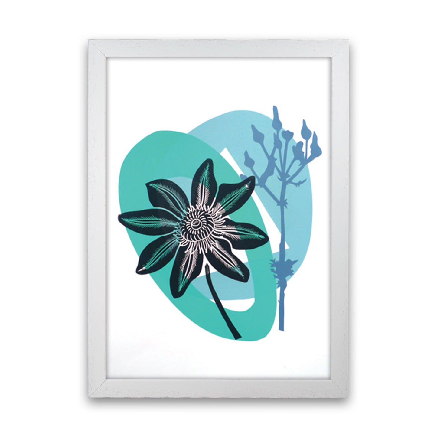 Clematis & Ragwort postcard Art Print by Kate Heiss White Grain
