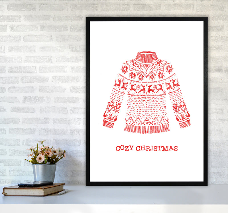 Cozy Christmas Art Print by Kookiepixel A1 White Frame
