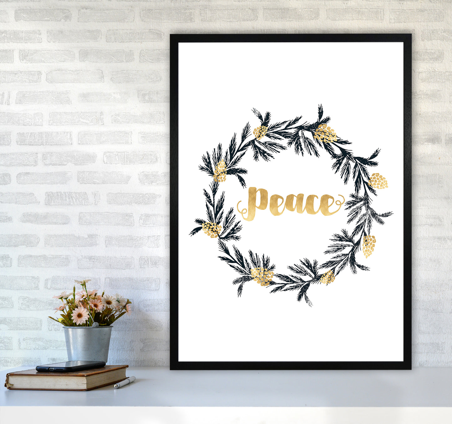 Peace Christmas Art Print by Kookiepixel A1 White Frame