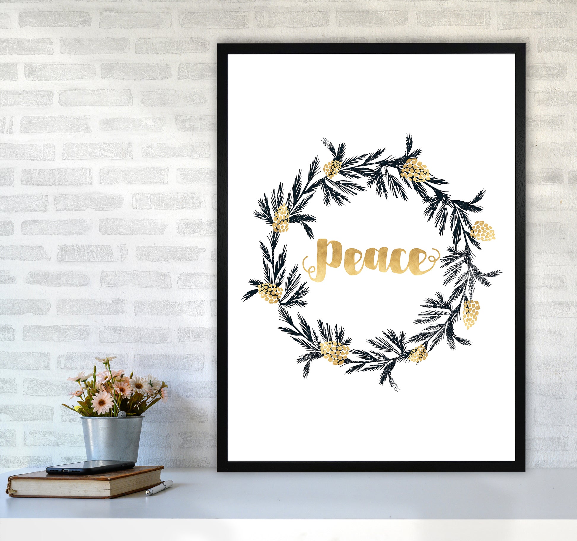 Peace Christmas Art Print by Kookiepixel A1 White Frame