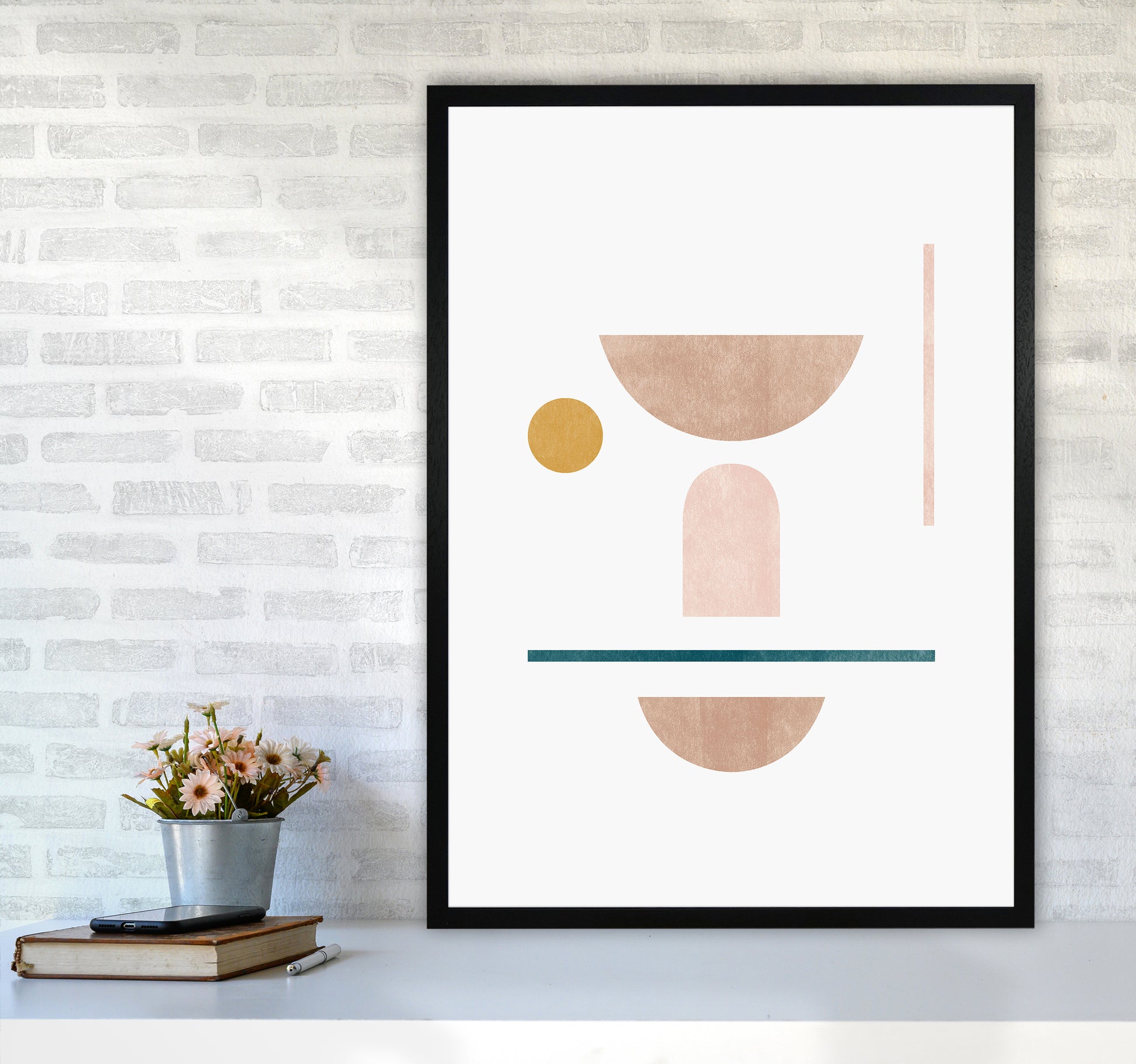 Abstract Geometric No 2 Art Print by Kookiepixel A1 White Frame