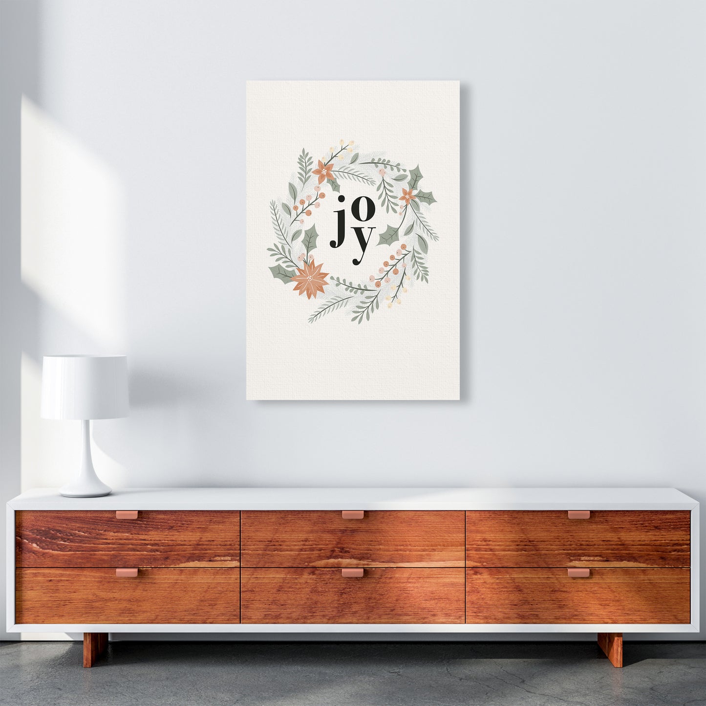 Joy Christmas wreath Christmas Art Print by Kookiepixel A1 Canvas