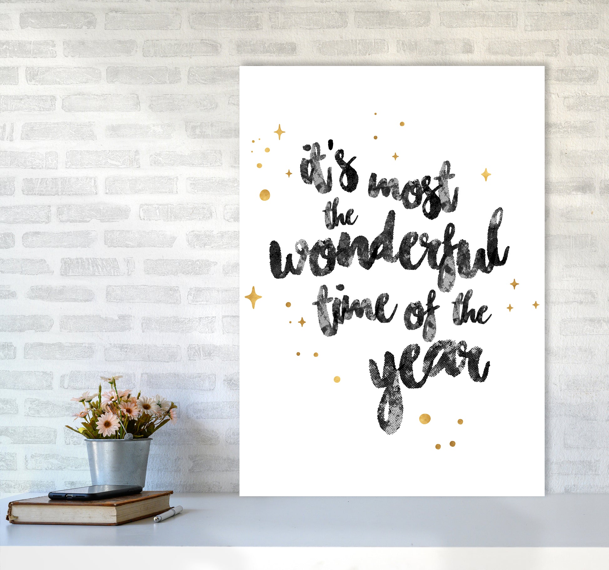 Wonderful time No 1 Christmas Art Print by Kookiepixel A1 Black Frame