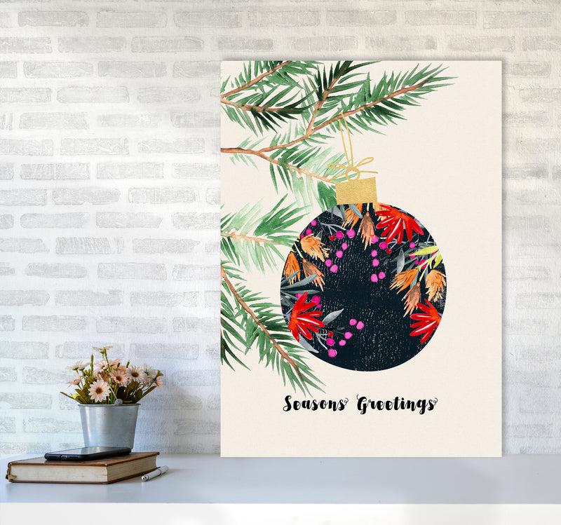 Seasons Greetings Christmas Art Print by Kookiepixel A1 Black Frame