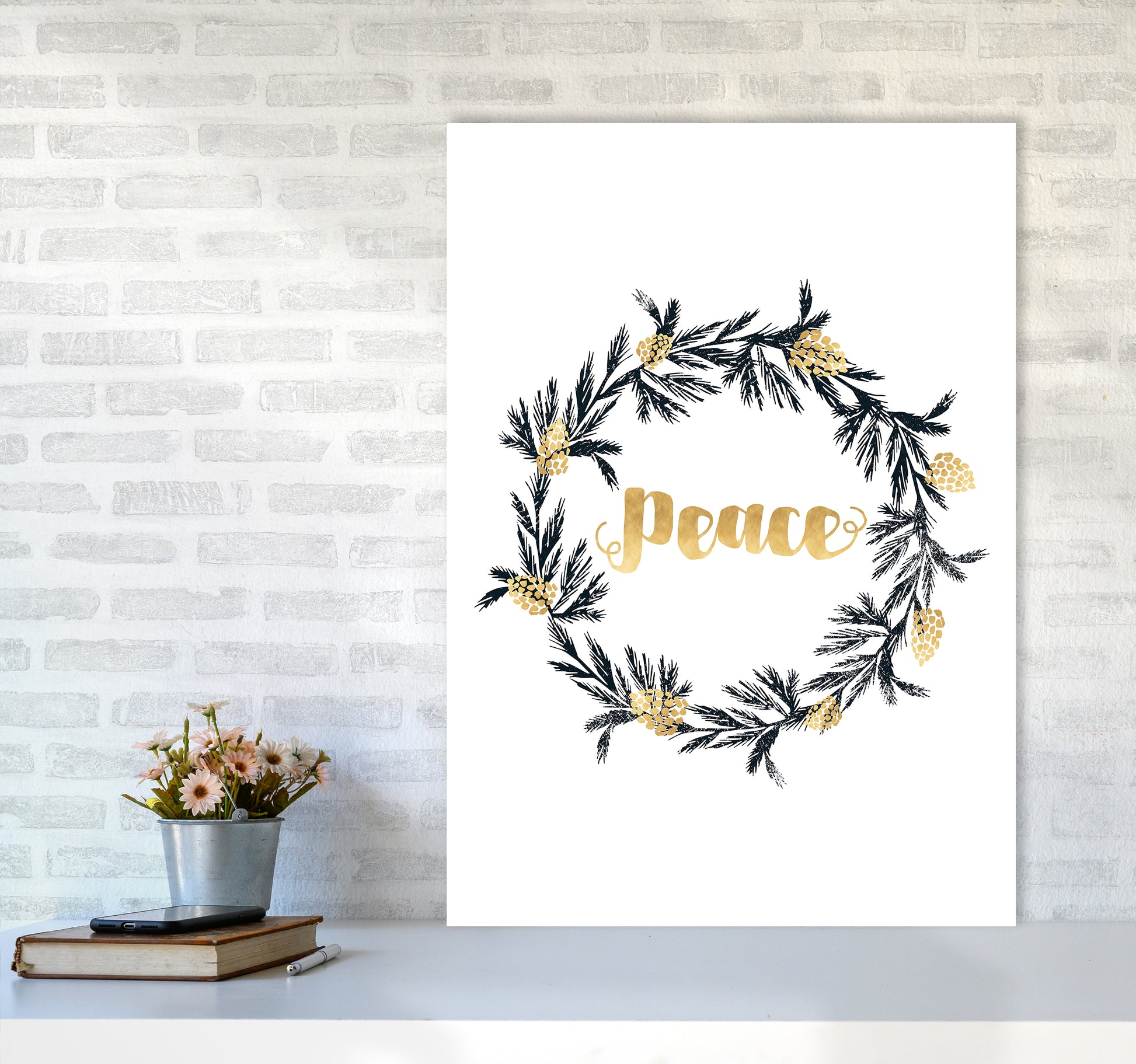 Peace Christmas Art Print by Kookiepixel A1 Black Frame