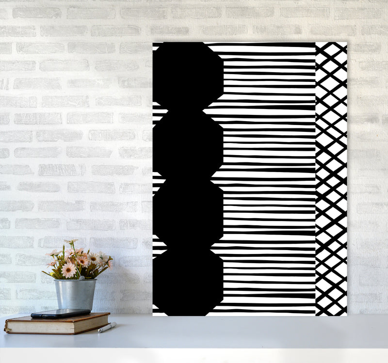 Patchwork Abstract Art Print by Kookiepixel A1 Black Frame