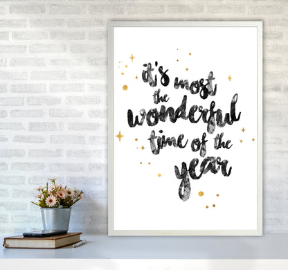 Wonderful time No 1 Christmas Art Print by Kookiepixel A1 Oak Frame