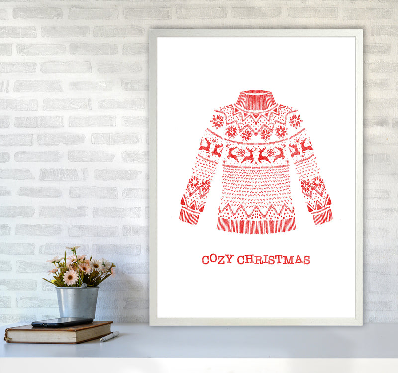 Cozy Christmas Art Print by Kookiepixel A1 Oak Frame