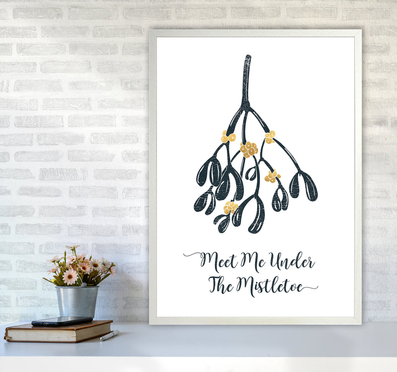 The Mistletoe Christmas Art Print by Kookiepixel A1 Oak Frame
