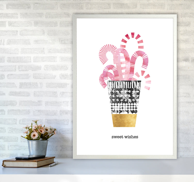 Sweet Wishes Christmas Art Print by Kookiepixel A1 Oak Frame