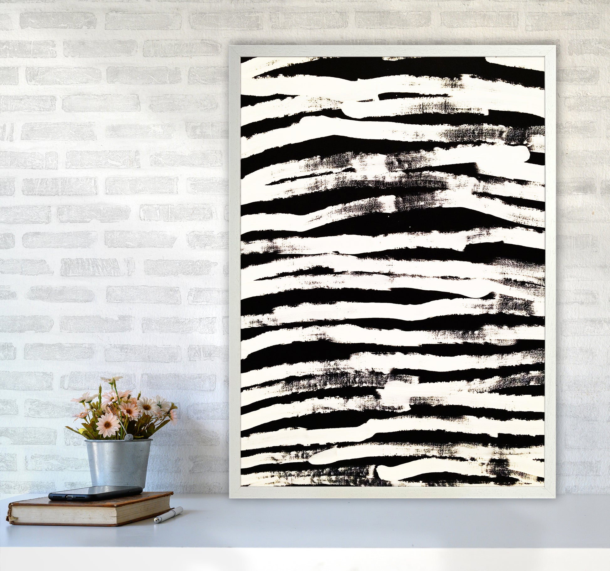 Strokes Abstract Art Print by Kookiepixel A1 Oak Frame