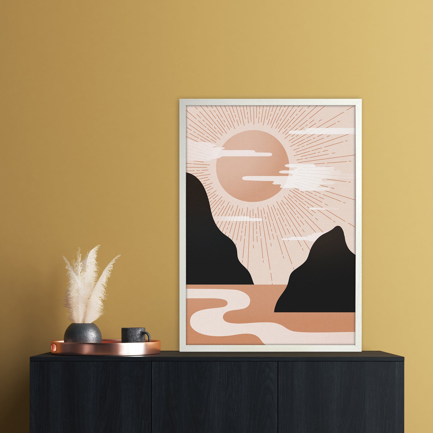 Morning Sunrise No 1 Art Print by Kookiepixel A1 Oak Frame