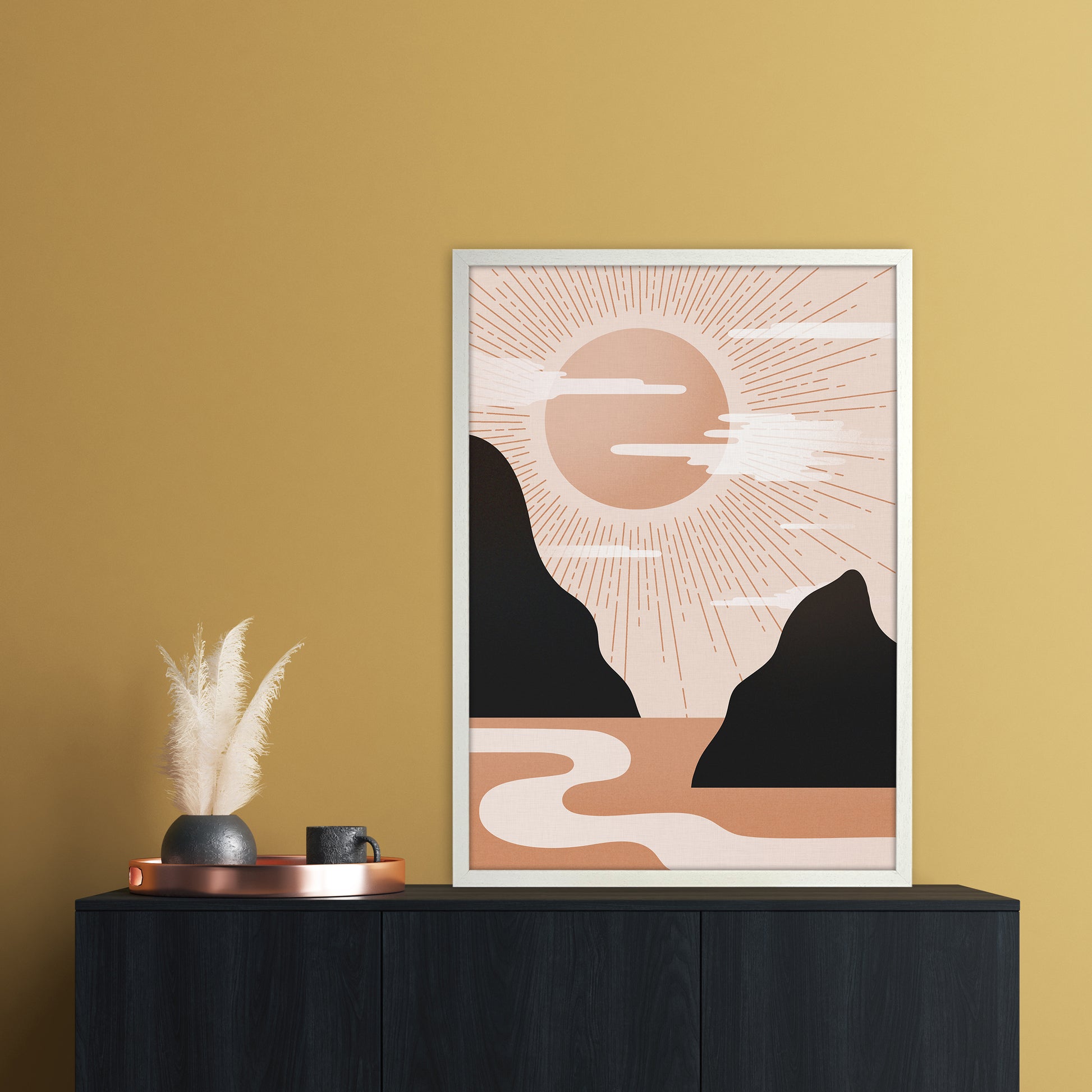 Morning Sunrise No 1 Art Print by Kookiepixel A1 Oak Frame
