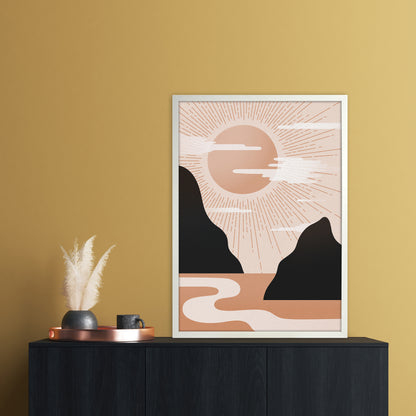 Morning Sunrise No 1 Art Print by Kookiepixel A1 Oak Frame