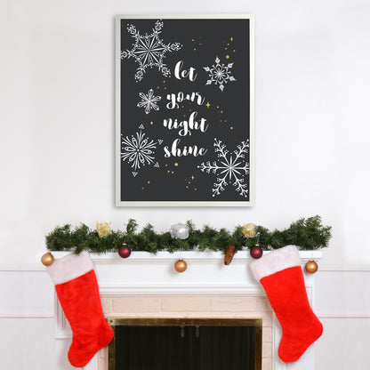 Shine Christmas Art Print by Kookiepixel A1 Oak Frame