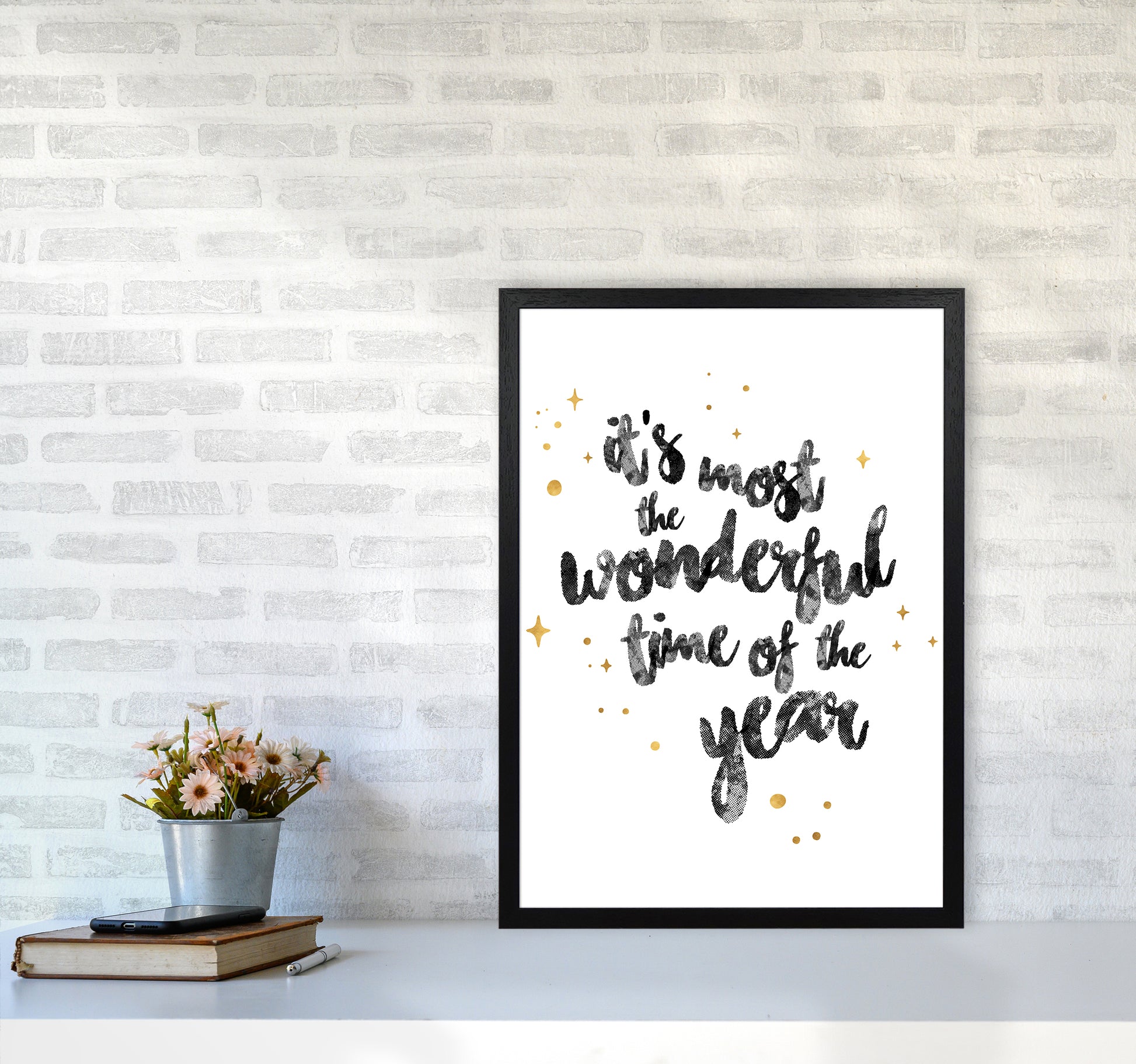 Wonderful time No 1 Christmas Art Print by Kookiepixel A2 White Frame