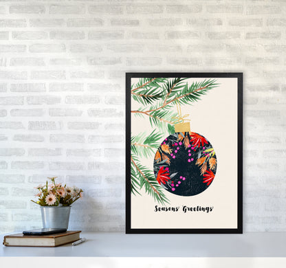 Seasons Greetings Christmas Art Print by Kookiepixel A2 White Frame