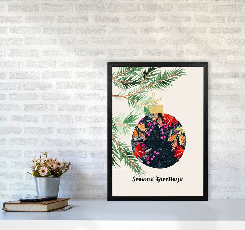 Seasons Greetings Christmas Art Print by Kookiepixel A2 White Frame