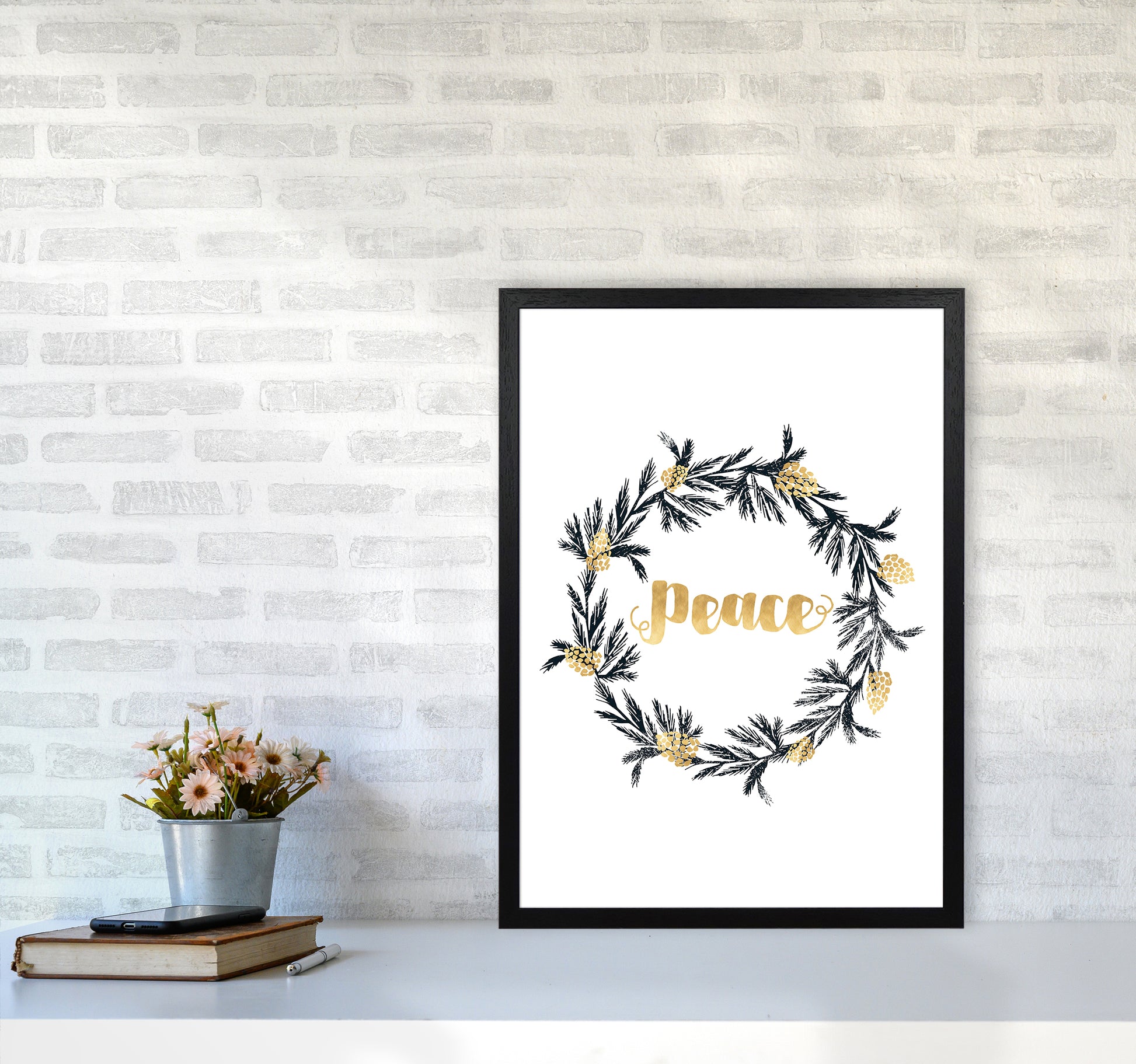 Peace Christmas Art Print by Kookiepixel A2 White Frame
