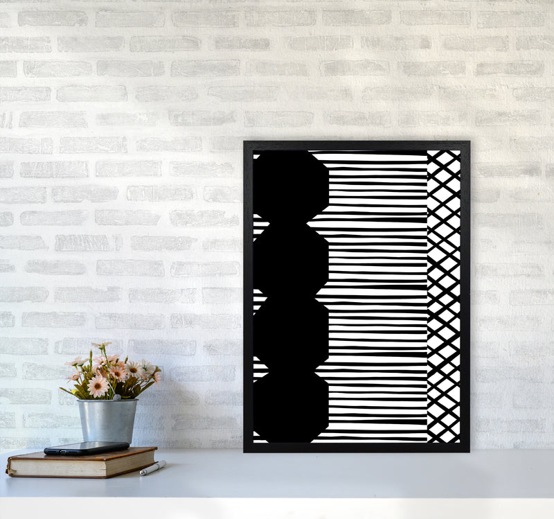 Patchwork Abstract Art Print by Kookiepixel A2 White Frame