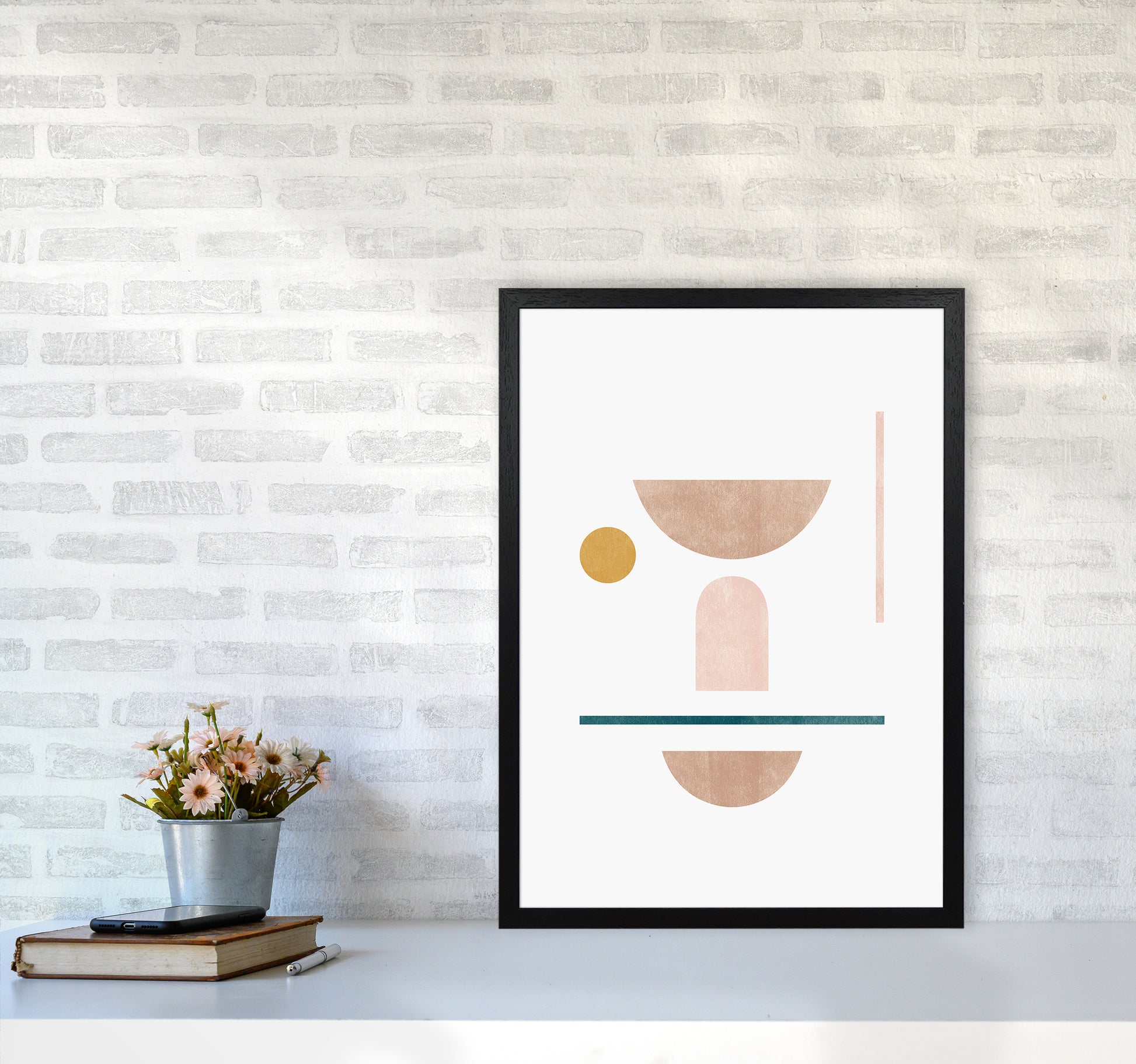 Abstract Geometric No 2 Art Print by Kookiepixel A2 White Frame