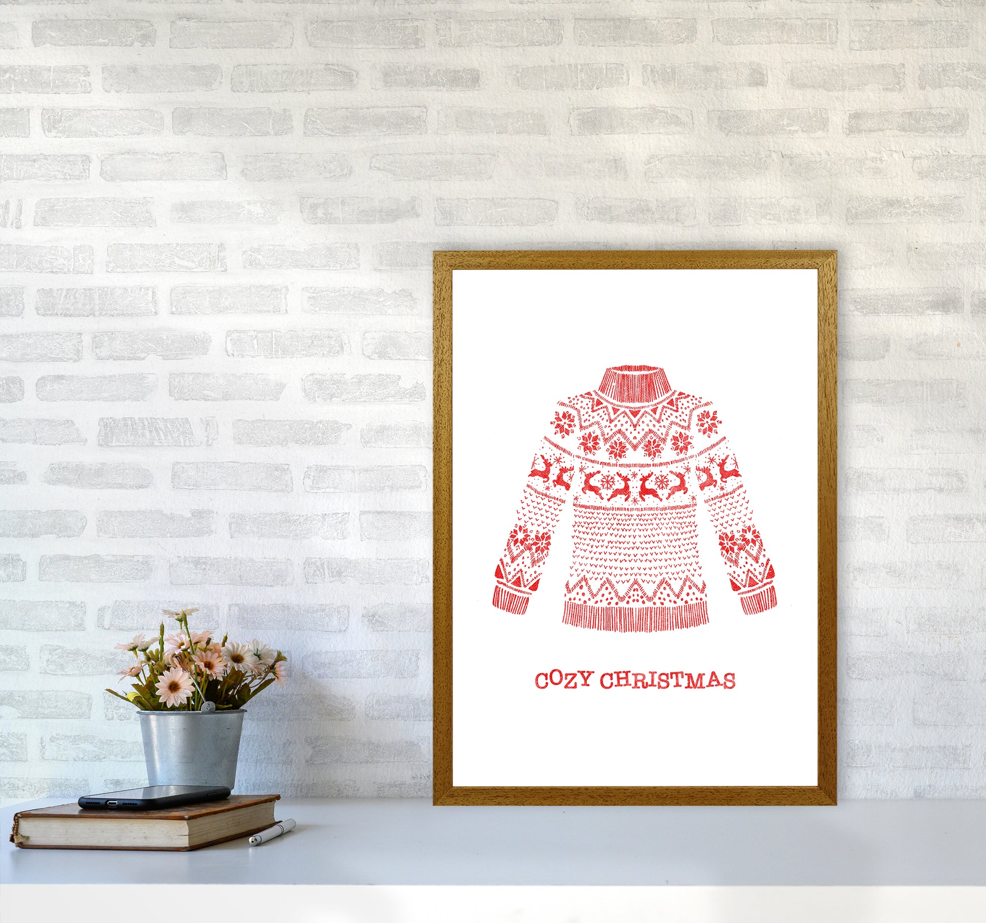 Cozy Christmas Art Print by Kookiepixel A2 Print Only