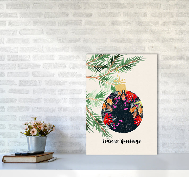 Seasons Greetings Christmas Art Print by Kookiepixel A2 Black Frame