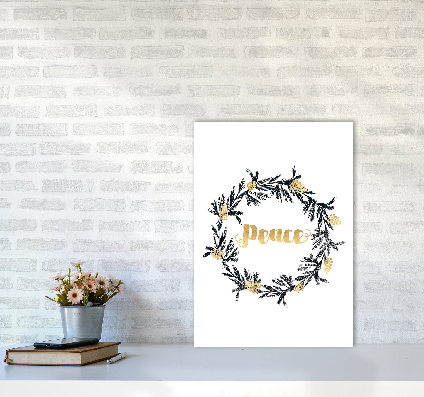 Peace Christmas Art Print by Kookiepixel A2 Black Frame