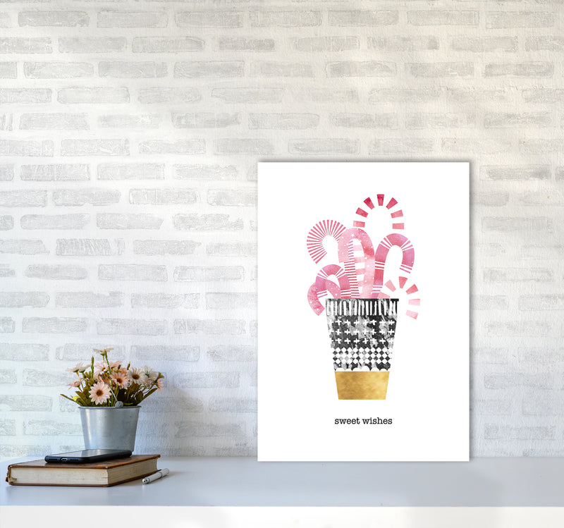 Sweet Wishes Christmas Art Print by Kookiepixel A2 Black Frame