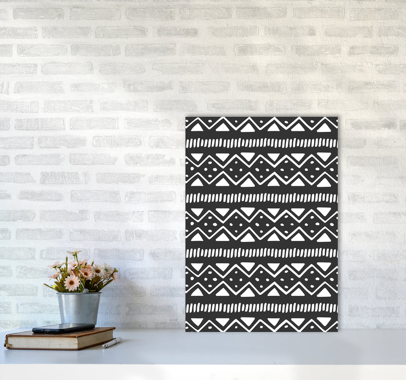 Tribal Pattern Abstract Art Print by Kookiepixel A2 Black Frame