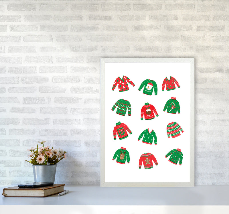 Christmas Jumpers Art Print by Kookiepixel A2 Oak Frame
