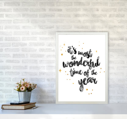 Wonderful time No 1 Christmas Art Print by Kookiepixel A2 Oak Frame