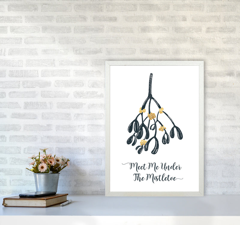 The Mistletoe Christmas Art Print by Kookiepixel A2 Oak Frame