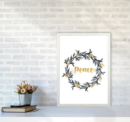 Peace Christmas Art Print by Kookiepixel A2 Oak Frame
