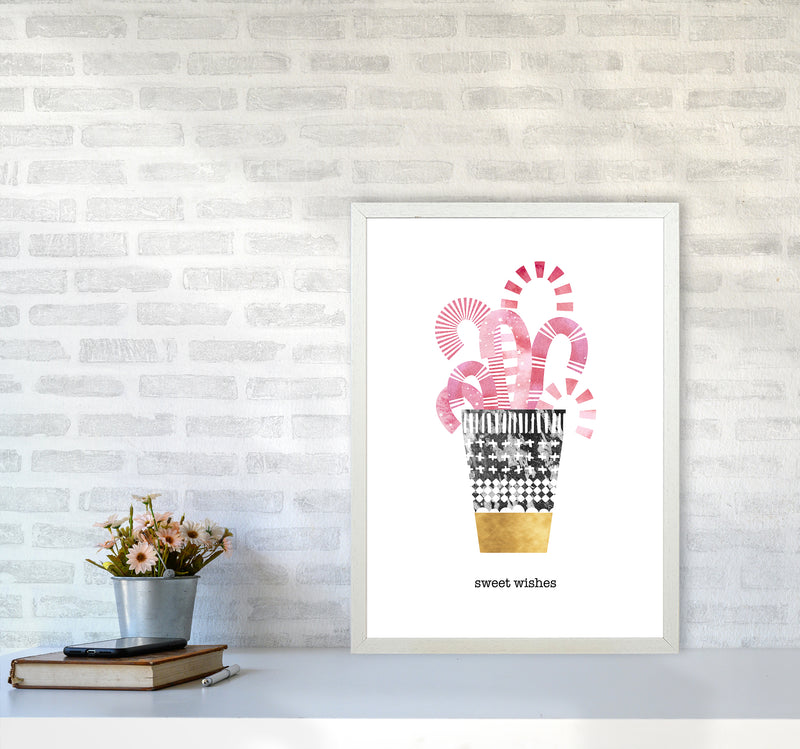 Sweet Wishes Christmas Art Print by Kookiepixel A2 Oak Frame