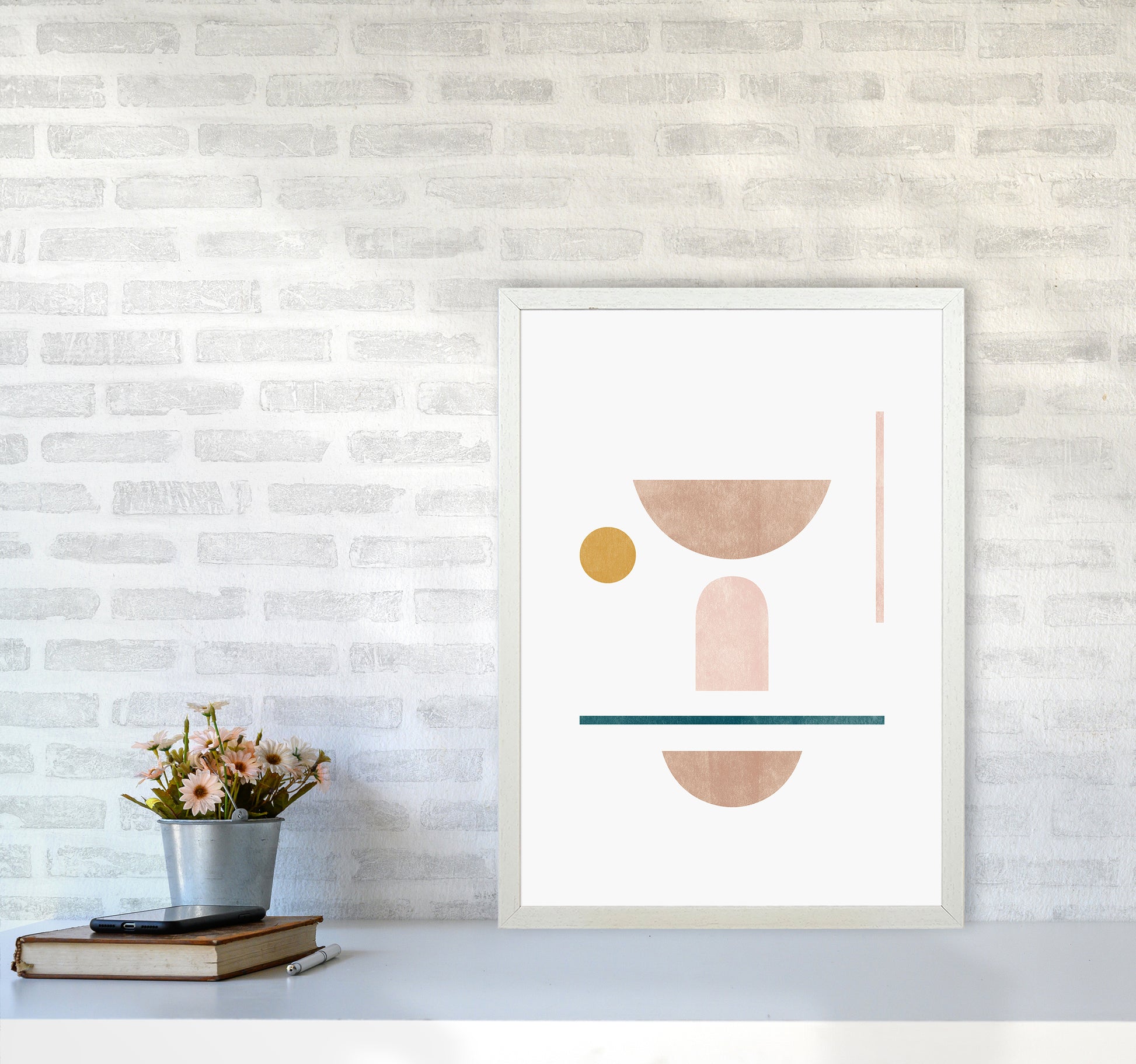 Abstract Geometric No 2 Art Print by Kookiepixel A2 Oak Frame