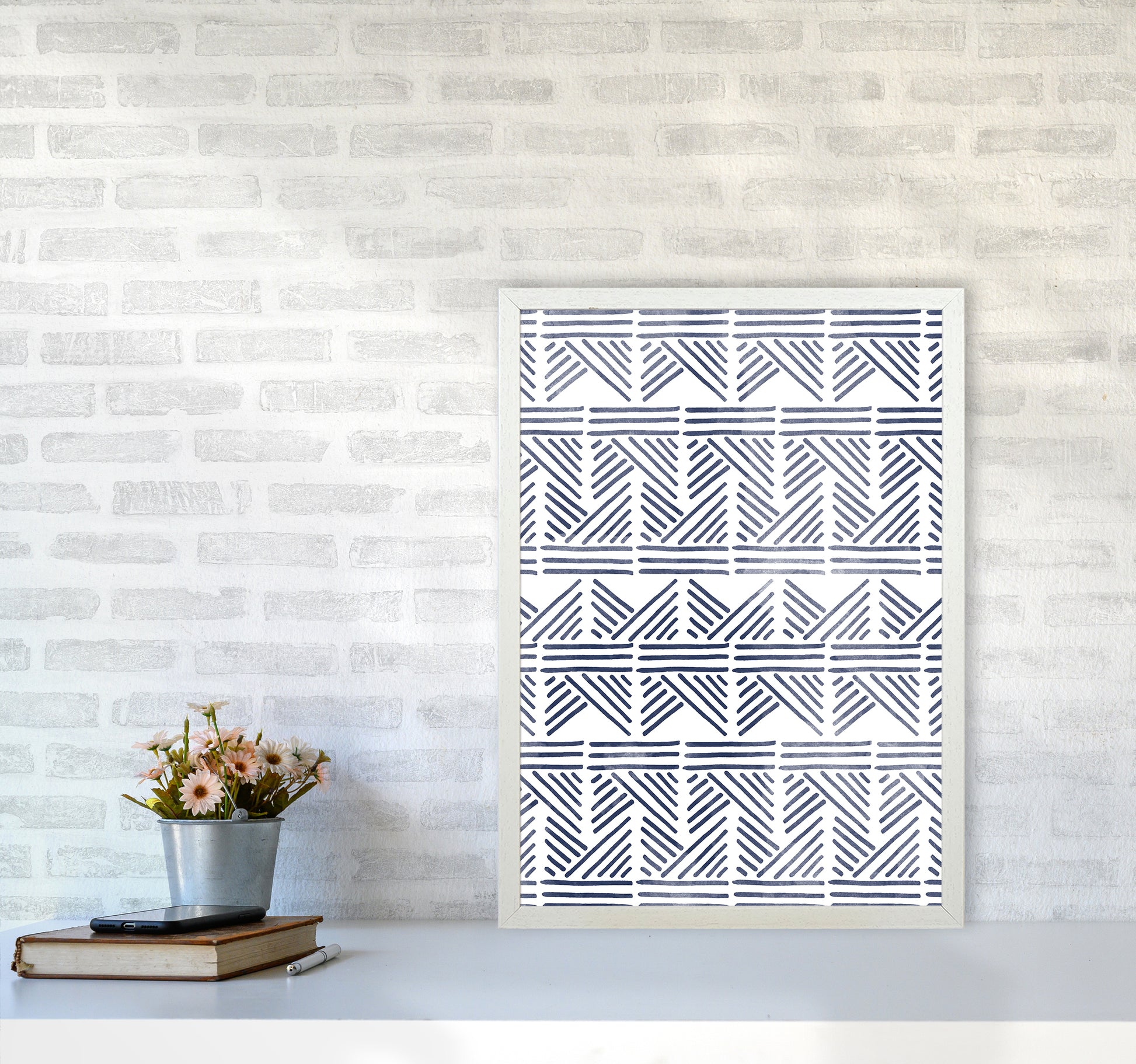 Aztec Print Art Print by Kookiepixel A2 Oak Frame
