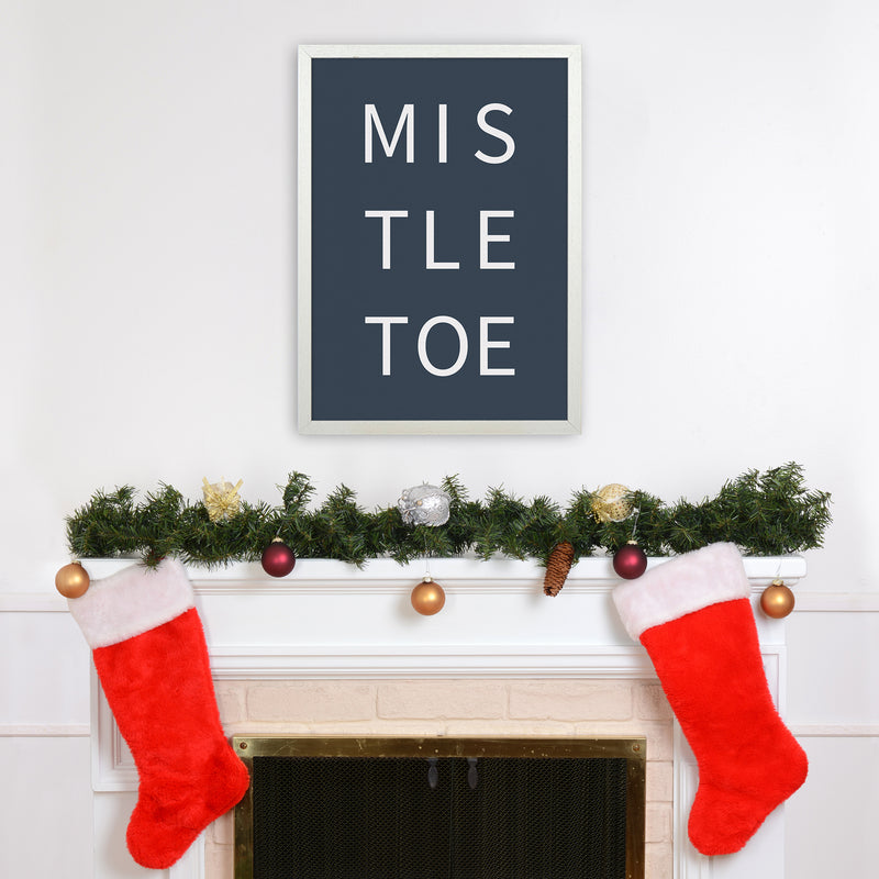 Mistletoe Christmas Art Print by Kookiepixel A2 Oak Frame