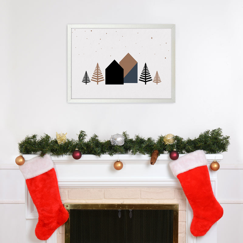 Starry night Landscape Art Print by Kookiepixel A2 Oak Frame