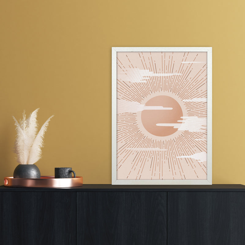 The Sun Landscape Art Print by Kookiepixel A2 Oak Frame