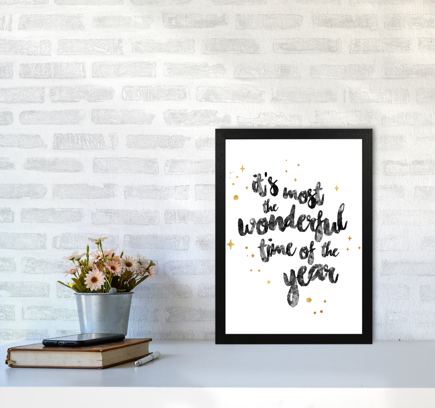 Wonderful time No 1 Christmas Art Print by Kookiepixel A3 White Frame