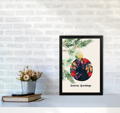 Seasons Greetings Christmas Art Print by Kookiepixel A3 White Frame