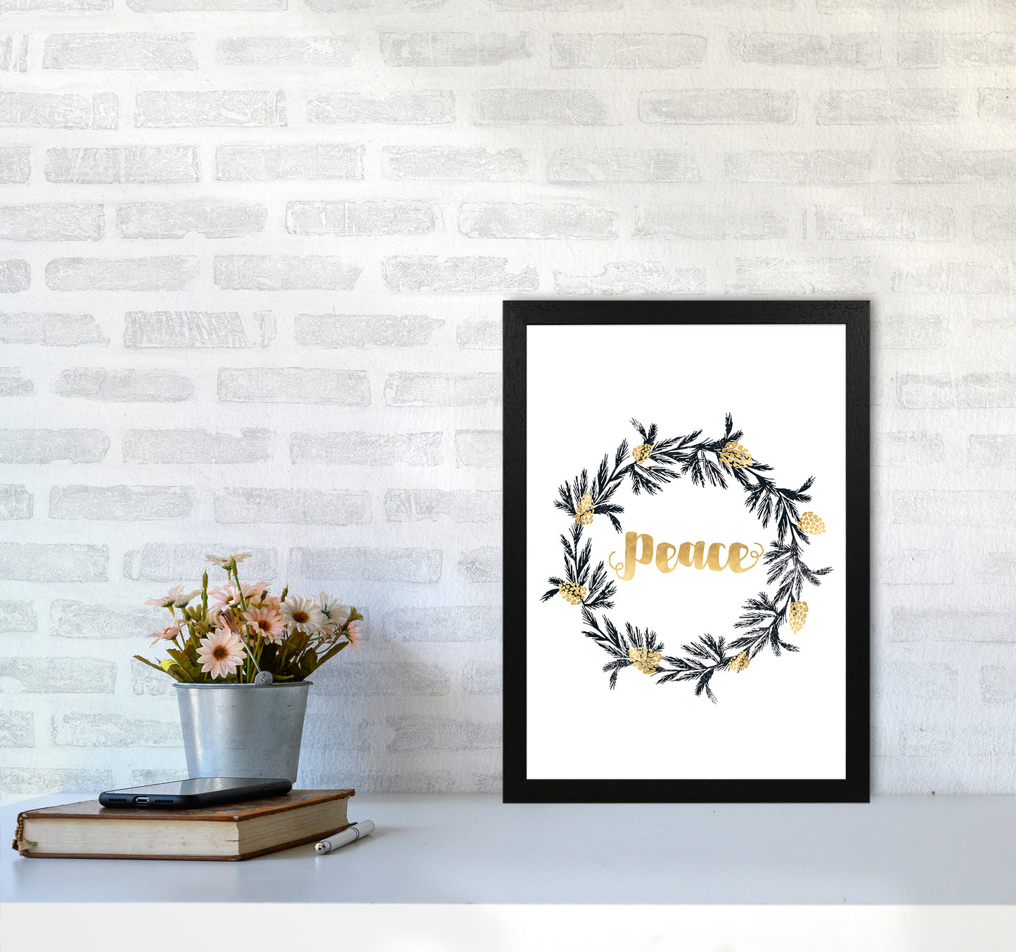 Peace Christmas Art Print by Kookiepixel A3 White Frame