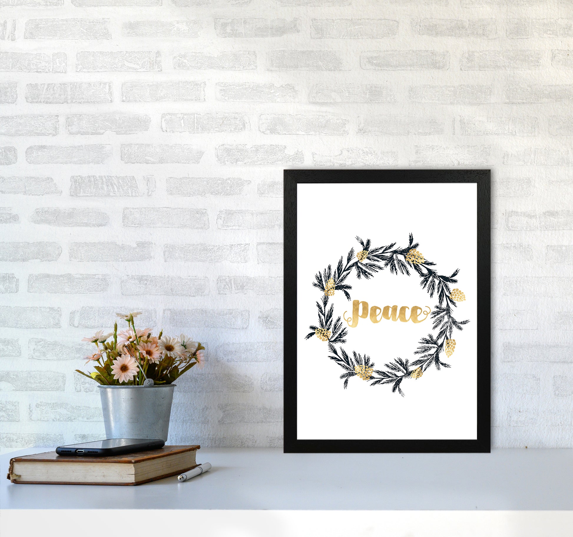Peace Christmas Art Print by Kookiepixel A3 White Frame