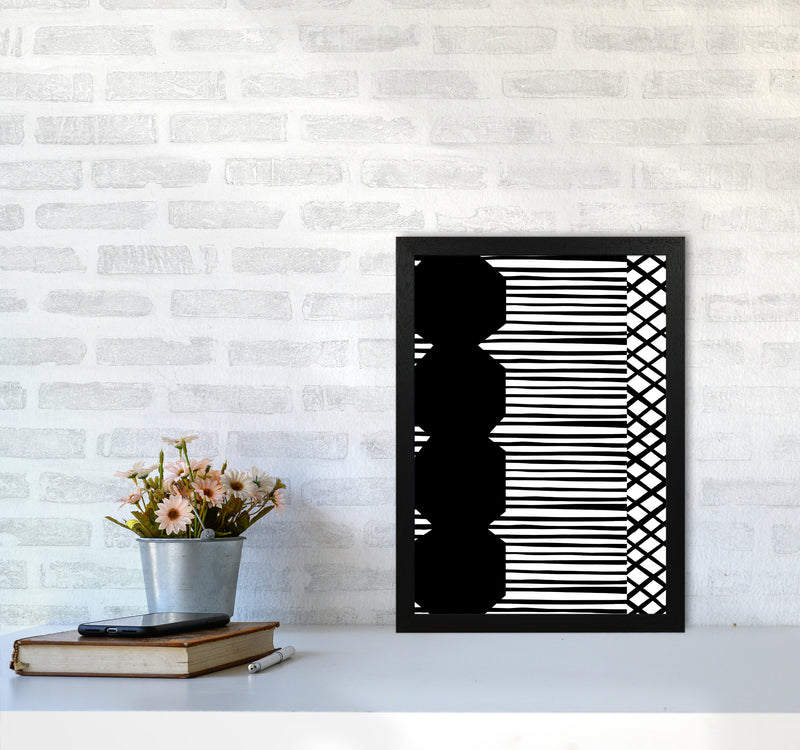 Patchwork Abstract Art Print by Kookiepixel A3 White Frame