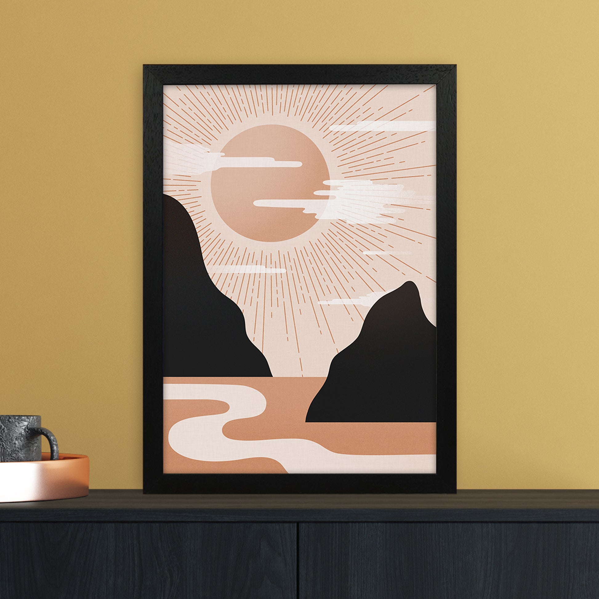 Morning Sunrise No 1 Art Print by Kookiepixel A3 White Frame