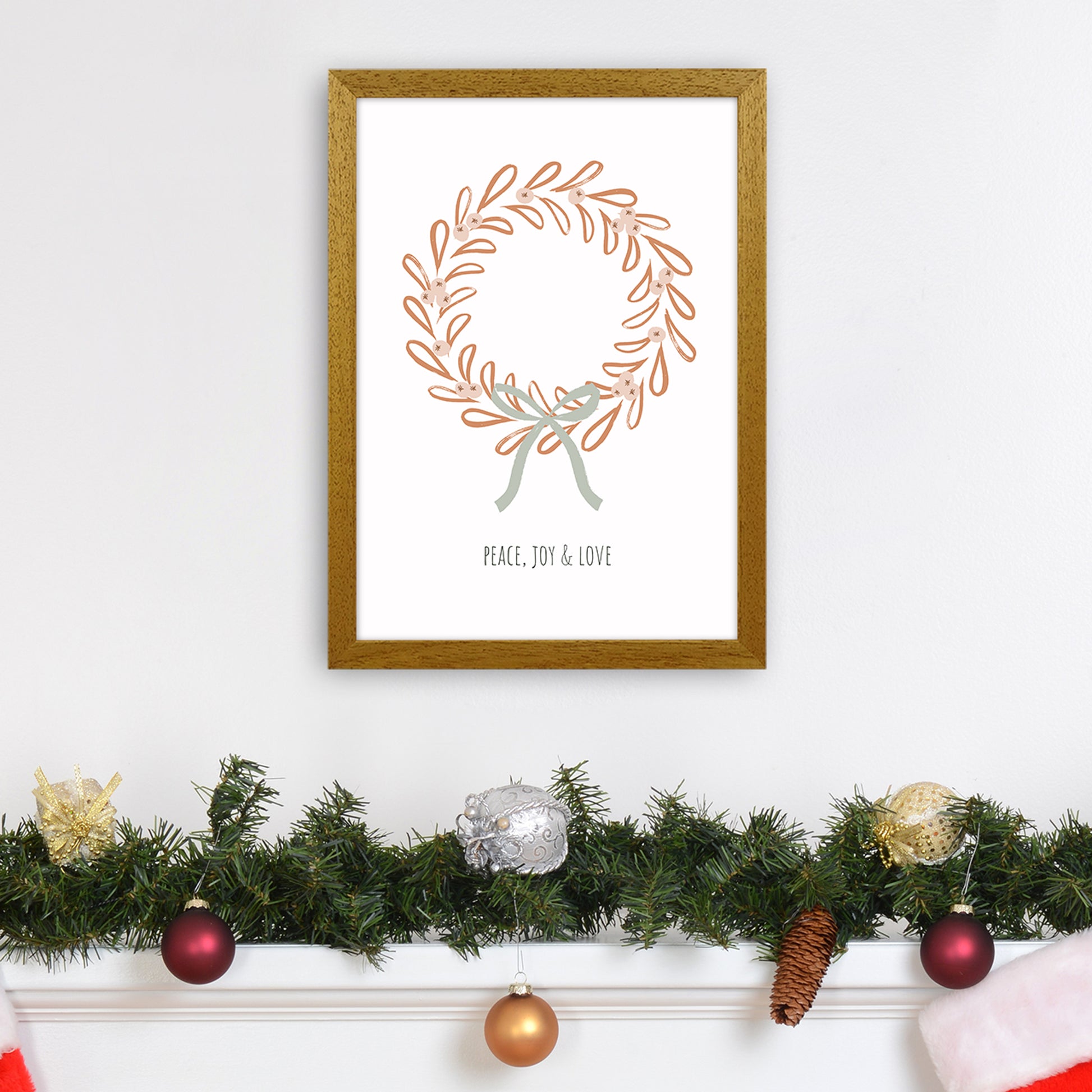 Peace joy love Christmas Art Print by Kookiepixel A3 Print Only