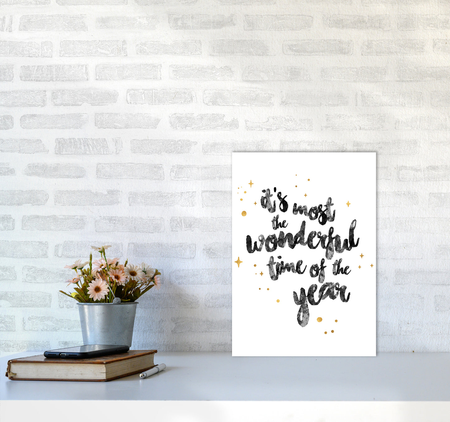 Wonderful time No 1 Christmas Art Print by Kookiepixel A3 Black Frame